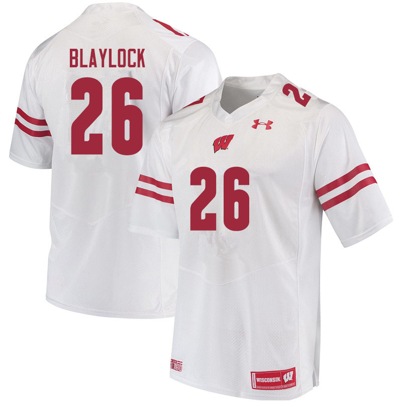 Men #26 Travian Blaylock Wisconsin Badgers College Football Jerseys Sale-White